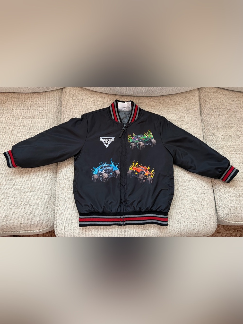 Monster Jam Zip-Up Bomber Jacket Boys Size 4 - Picture 3 of 12
